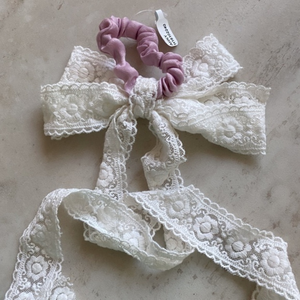 Anthropologie Lace Bow Hair Scrunchie
